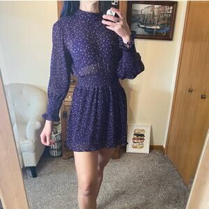 Zara Purple polka dot smocked romper dress